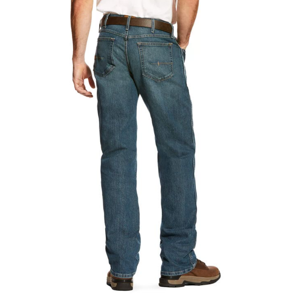 Ariat Men's Stretch Fit Low-Rise Rebar M4 Relaxed DuraStretch Basic Bootcut Work Jeans from Columbia Safety
